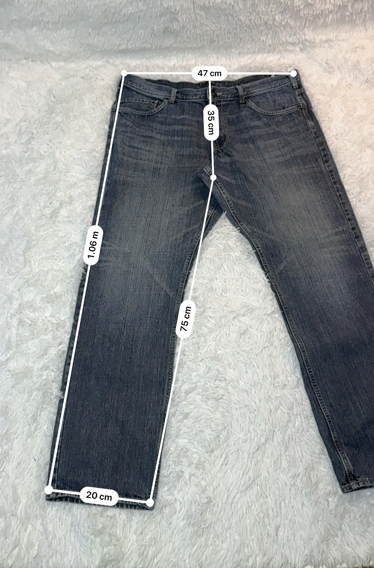 Jean Helix N56 – Low Straight – Détails Cuir & Zip - Taille FR 48