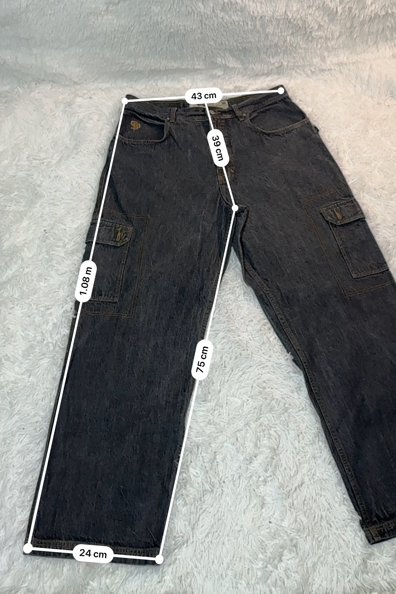 Jean State Property – Cargo Wide Fit / Délavage Foncé Vintage - Taille FR 48