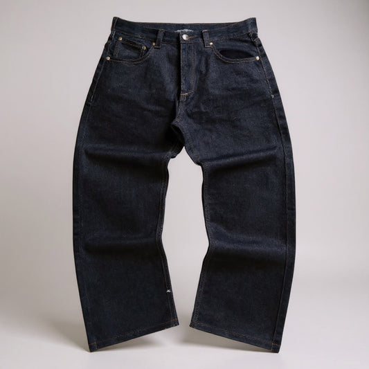 Jean “Urban Label” gris foncé – coupe droite Y2K avec broderie dos (Taille FR 46)