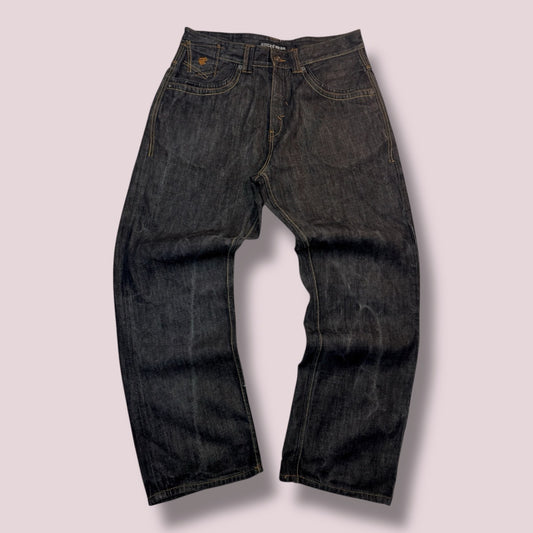 Jean “Rocawear” gris foncé broderie serpent rouge – coupe baggy Y2K (Taille FR 48)