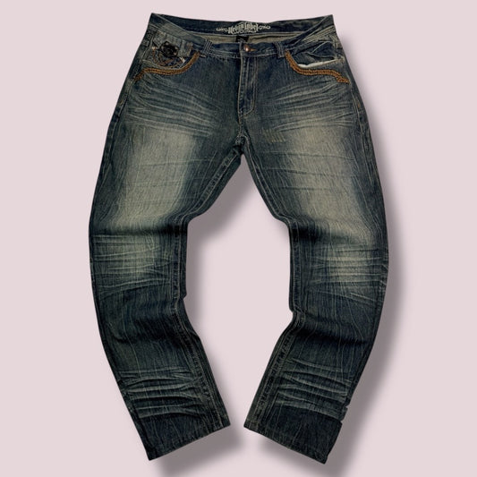 Jean Urban Label – Broderies & Détails Cloutés – Délavage Vintage - Taille FR 50