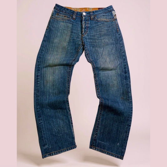 Jean Imperial Junkie – Brodé Dragon / Délavage Bleu Clair Vintage - Taille FR 42
