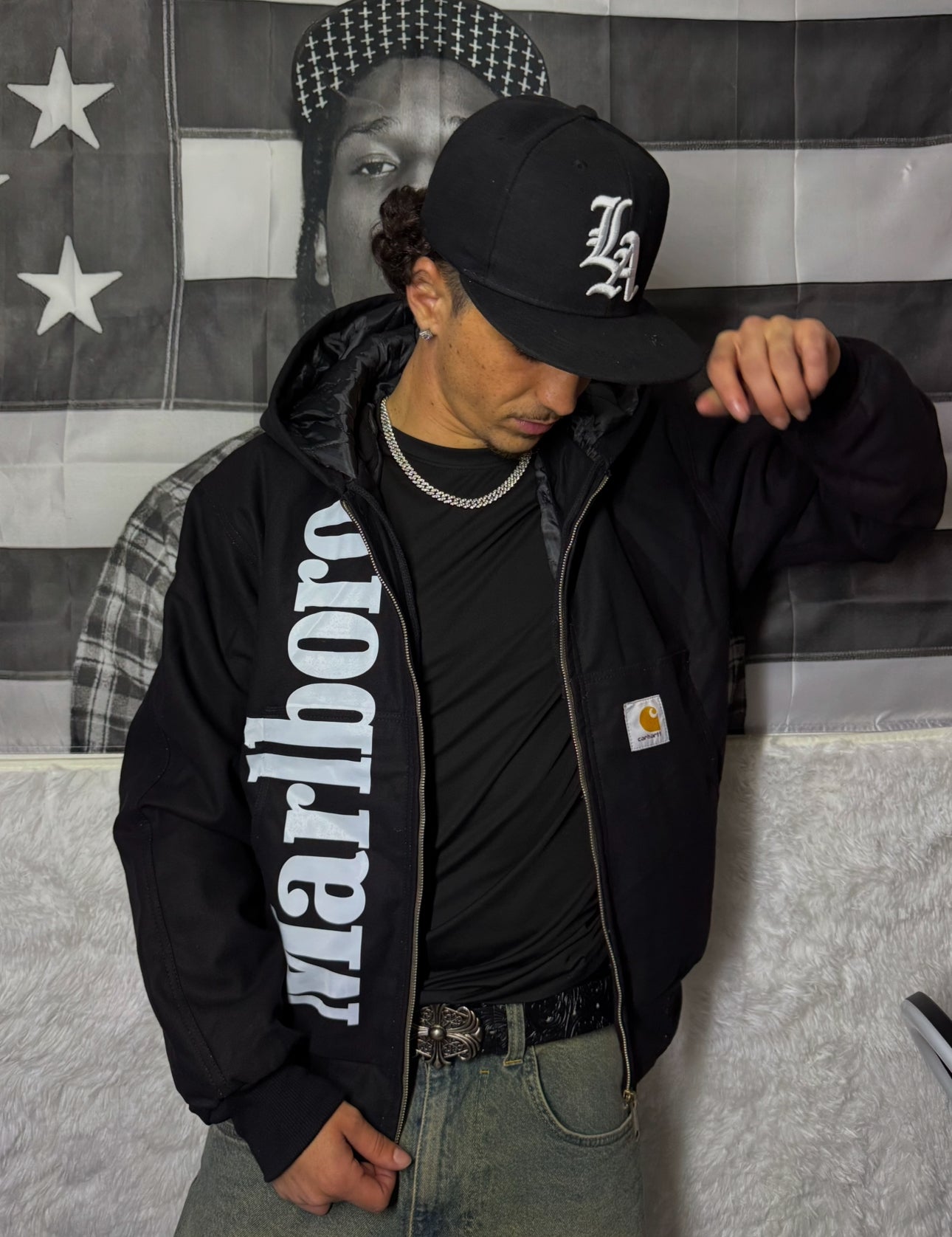 Veste Carhartt x Marlboro Black Rework Vintage