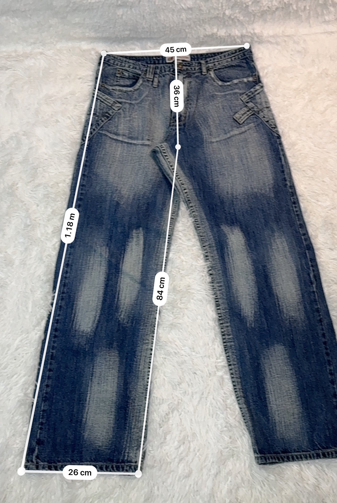 Jean Y2K TNK Jeans bleu délavé – coupe baggy vintage (Taille FR 46)