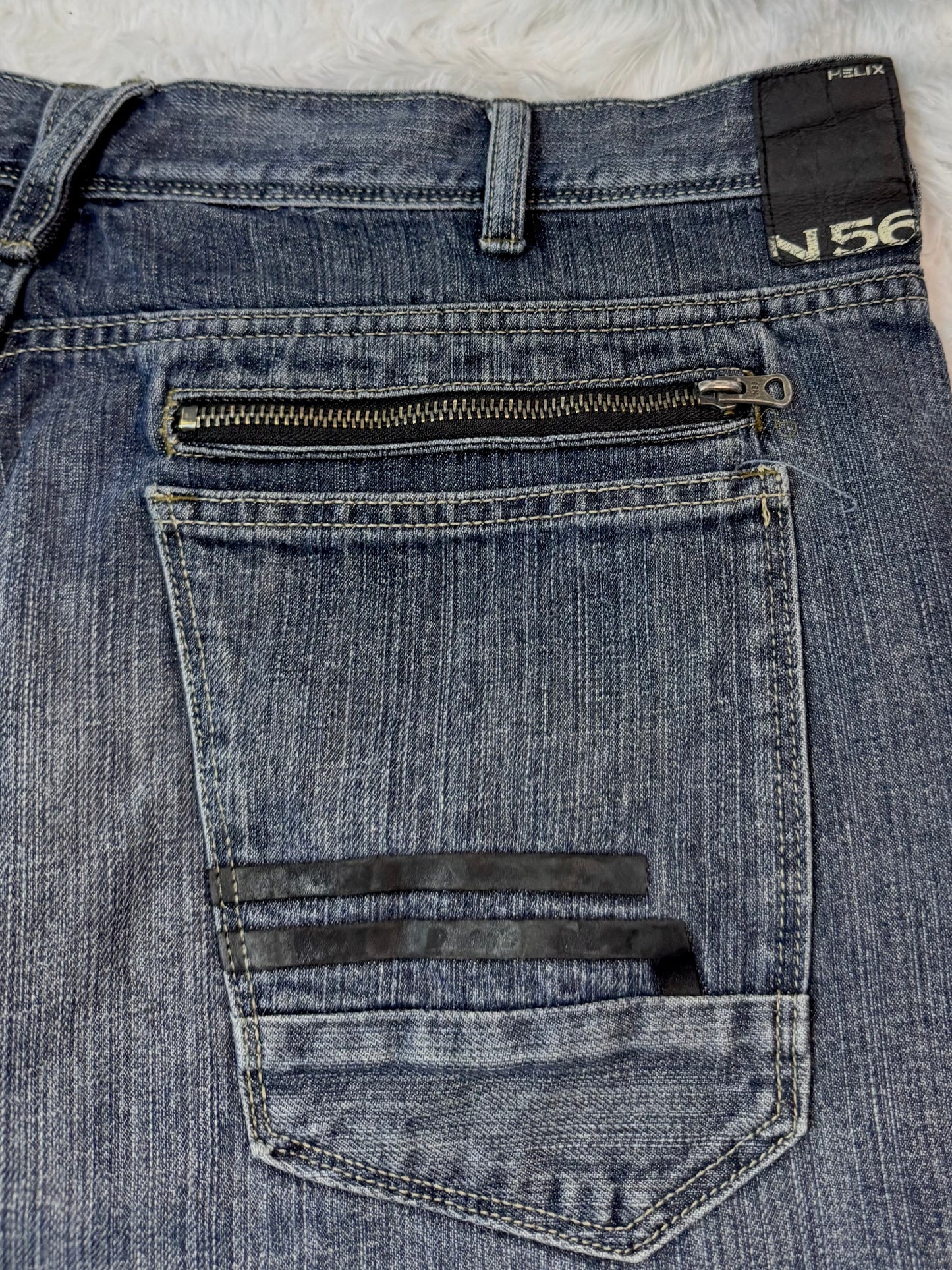Jean Helix N56 – Low Straight – Détails Cuir & Zip - Taille FR 48