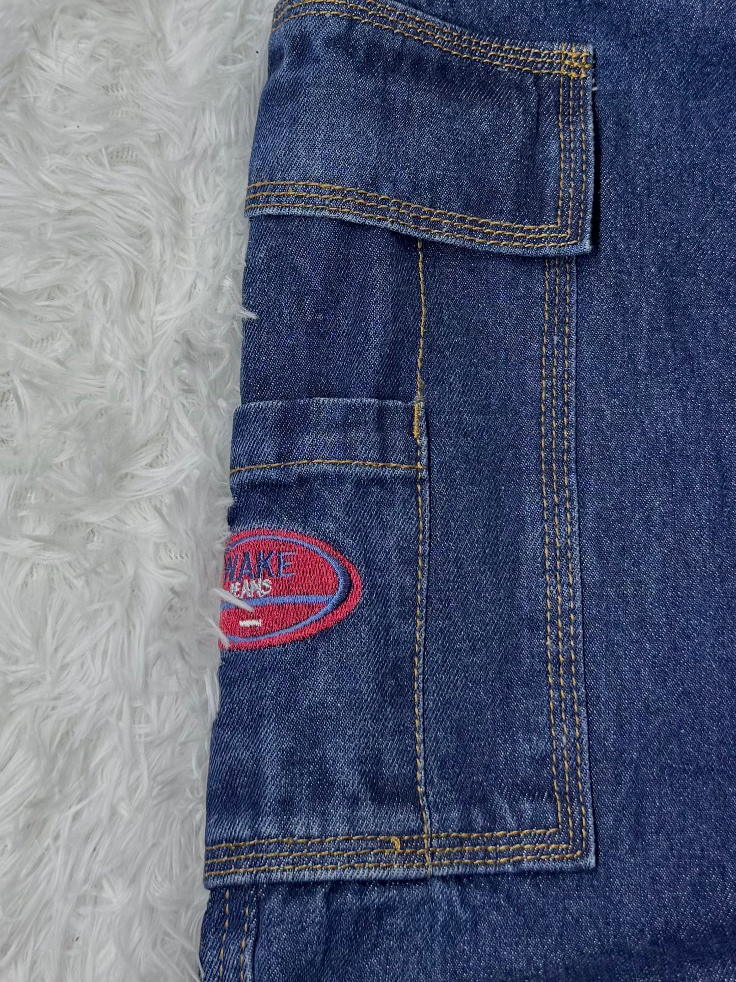 Jean Cargo Wake Jeans – Coupe Large – Délavage Bleu Foncé - Taille FR 42