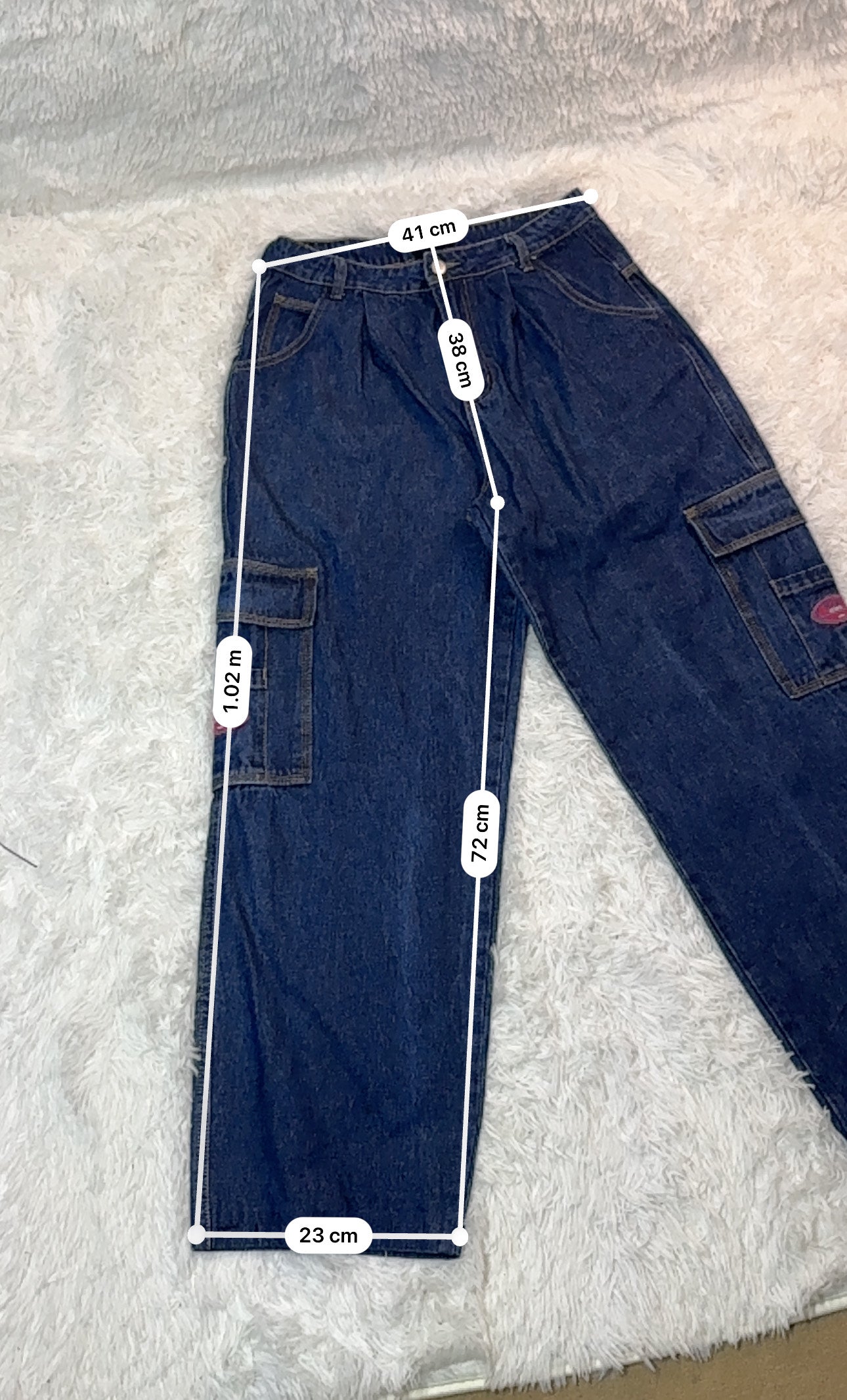 Jean Cargo Wake Jeans – Coupe Large – Délavage Bleu Foncé - Taille FR 42