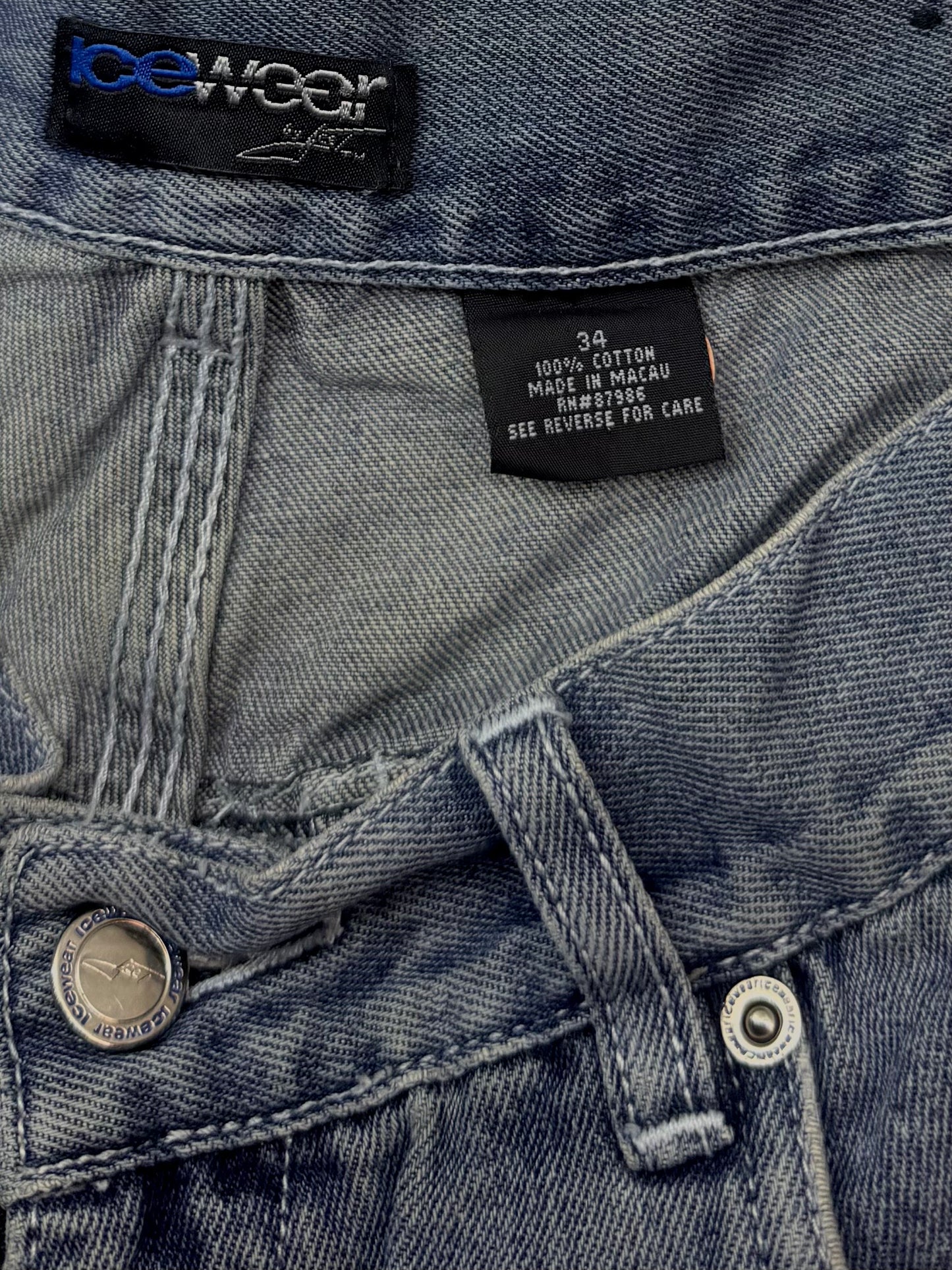 Jean Icewear by Ice-T – Wide Leg Vintage Y2K – Délavage Bleu Clair - Taille FR 44