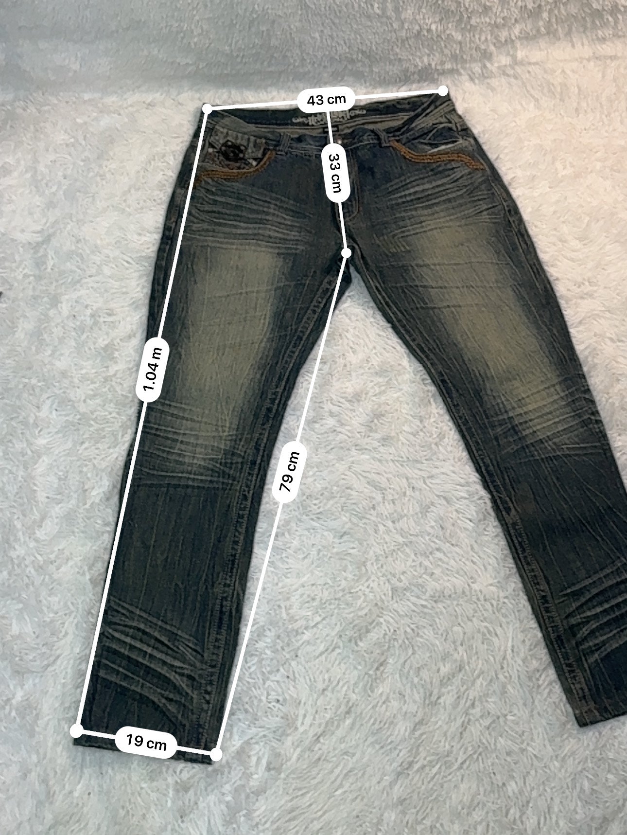 Jean Urban Label – Broderies & Détails Cloutés – Délavage Vintage - Taille FR 50