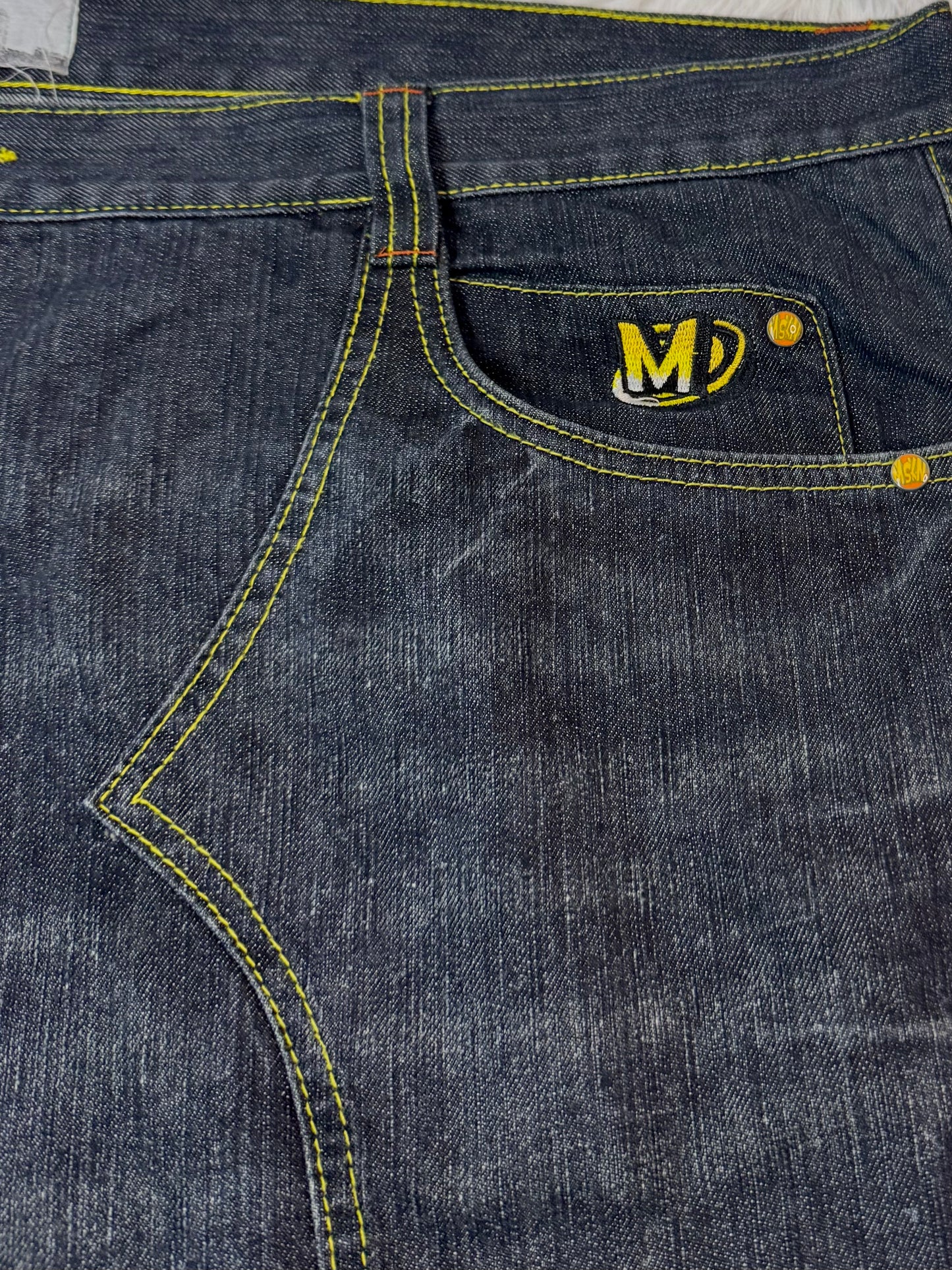 Jean Miskeen Originals “Future of Fashion” – Impression Robot 3D – Y2K Denim Rare - Taille FR 54