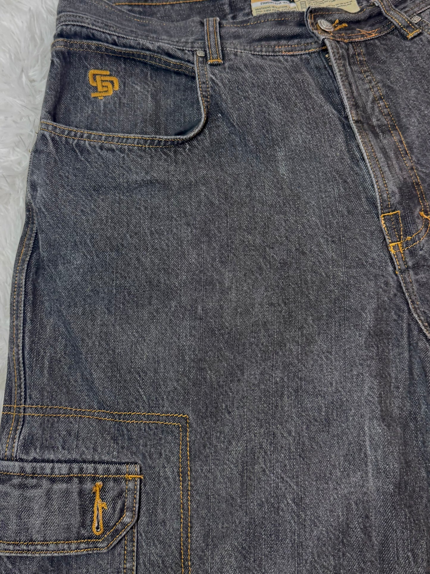 Jean State Property – Cargo Wide Fit / Délavage Foncé Vintage - Taille FR 48