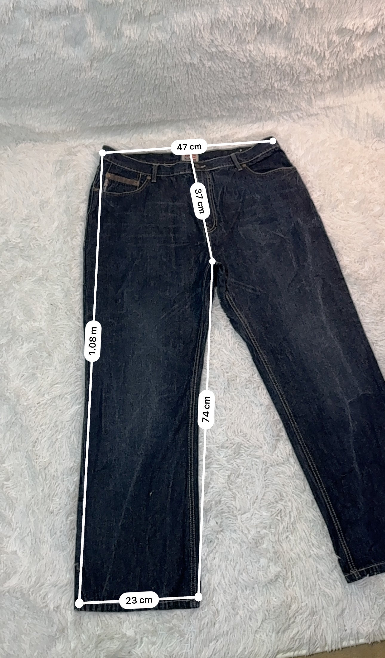 Jean Phat Farm – Brodé P Crest / Denim Brut Vintage - Taille FR 50