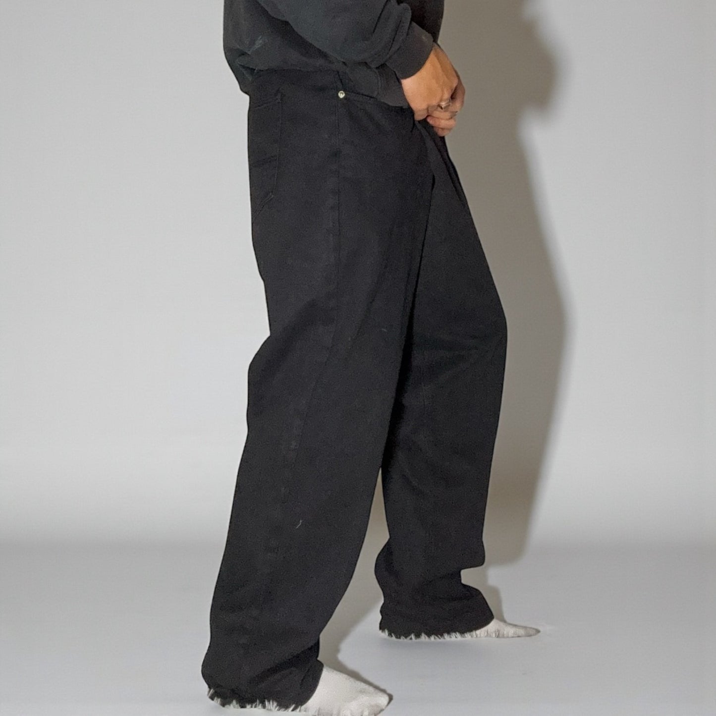 Jean PJMARK Noir – Coupe Droite Épaisse – Style Minimal & Vintage - Taille FR 54