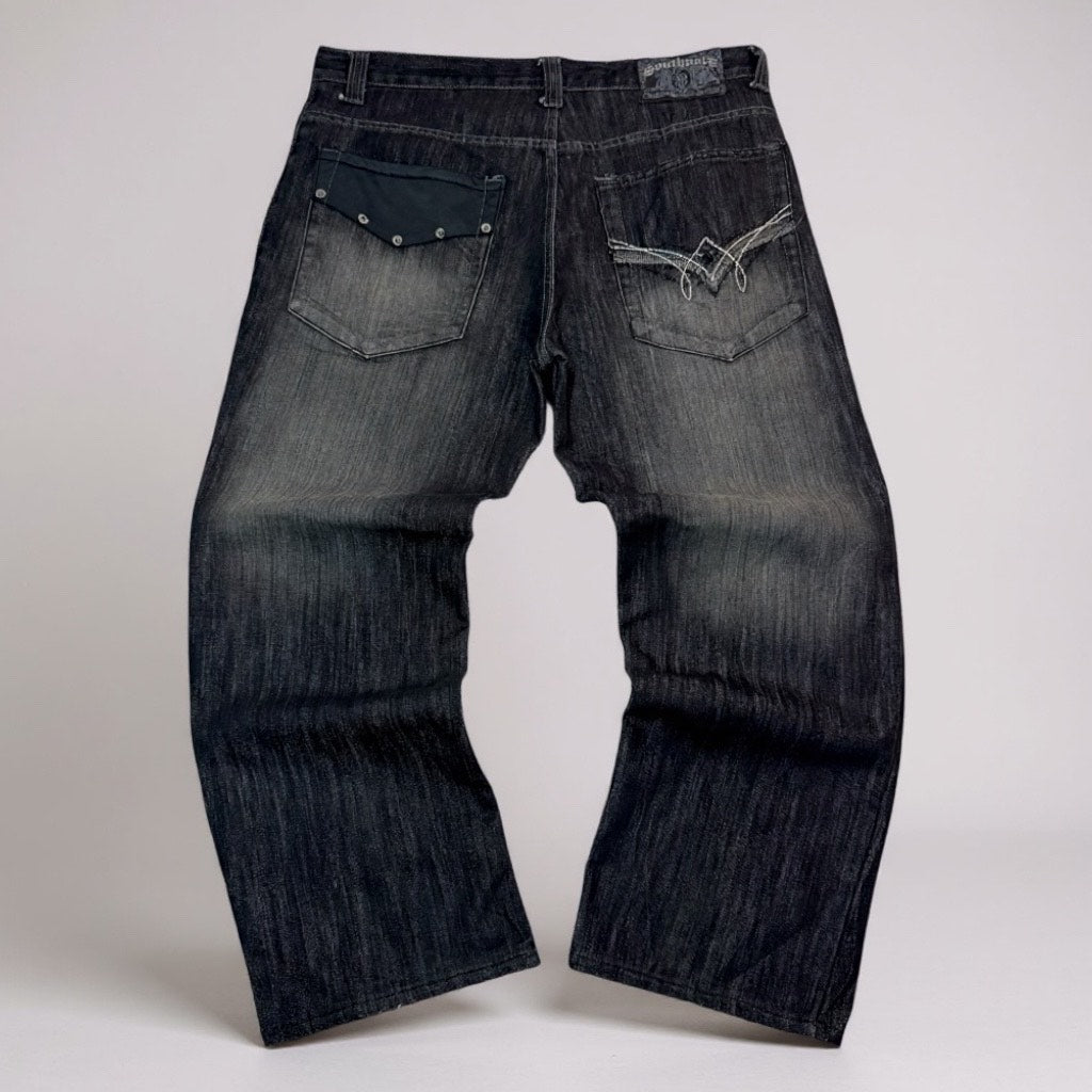 Jean Southpole Vintage – Délavage Noir / Détails Contrastés - Taille FR 44