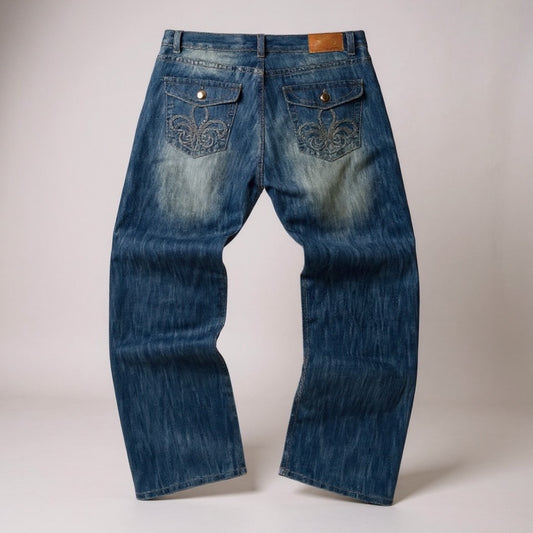 Jean Halifax Vintage – Délavage Clair / Broderies Dos - Taille FR 48