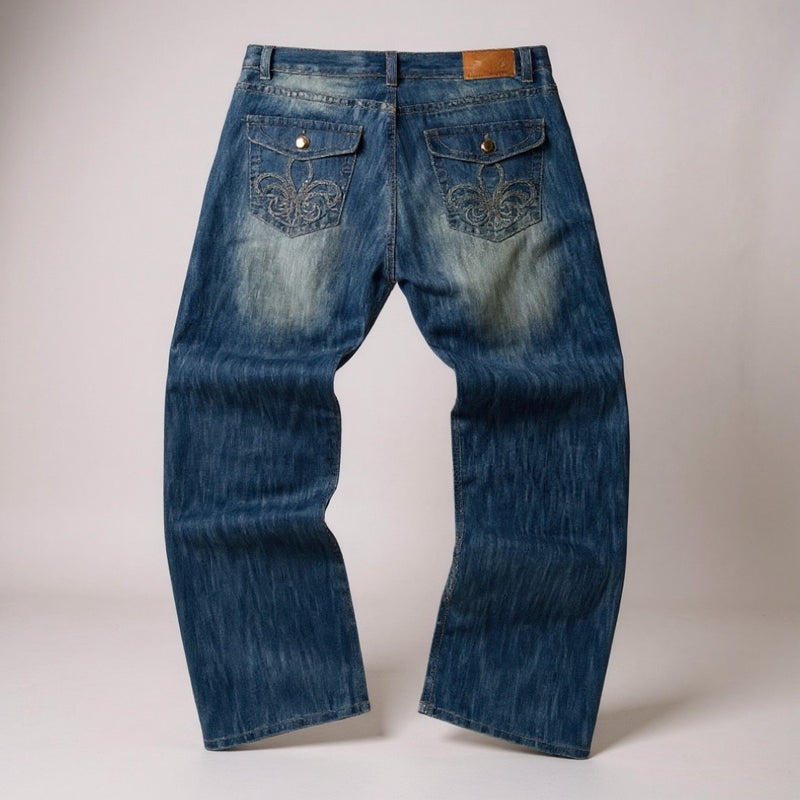 Jean Halifax Vintage – Délavage Clair / Broderies Dos - Taille FR 48