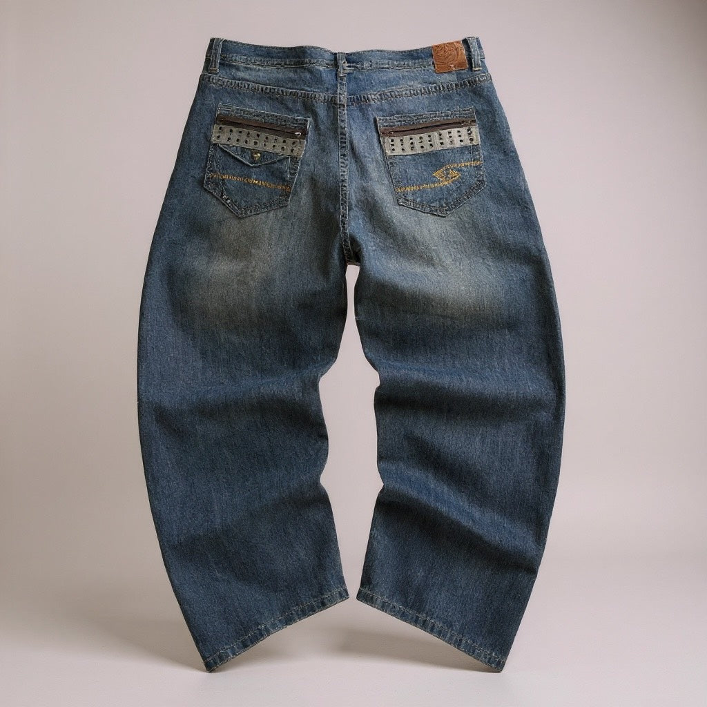 Jean ENYCE by Sean Combs – Wide Fit Vintage 2000s – Détails Cloutés & Broderies - Taille FR 60