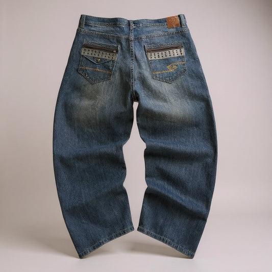 Jean ENYCE by Sean Combs – Wide Fit Vintage 2000s – Détails Cloutés & Broderies - Taille FR 60