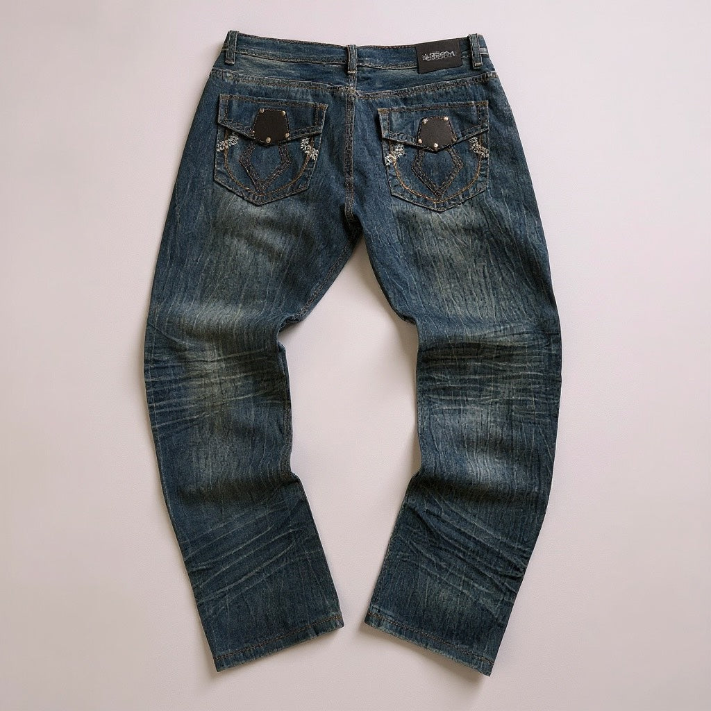 Jean Urban Label – Broderies & Détails Cloutés – Délavage Vintage - Taille FR 50