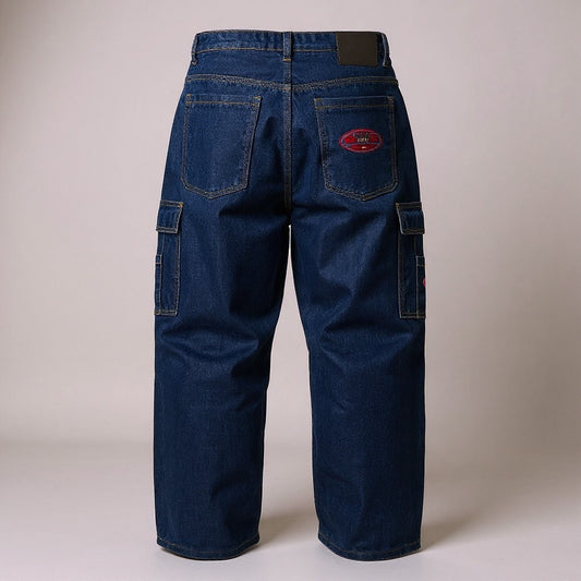 Jean Cargo Wake Jeans – Coupe Large – Délavage Bleu Foncé - Taille FR 42