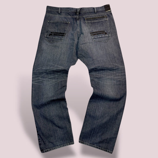 Jean Helix N56 – Low Straight – Détails Cuir & Zip - Taille FR 48