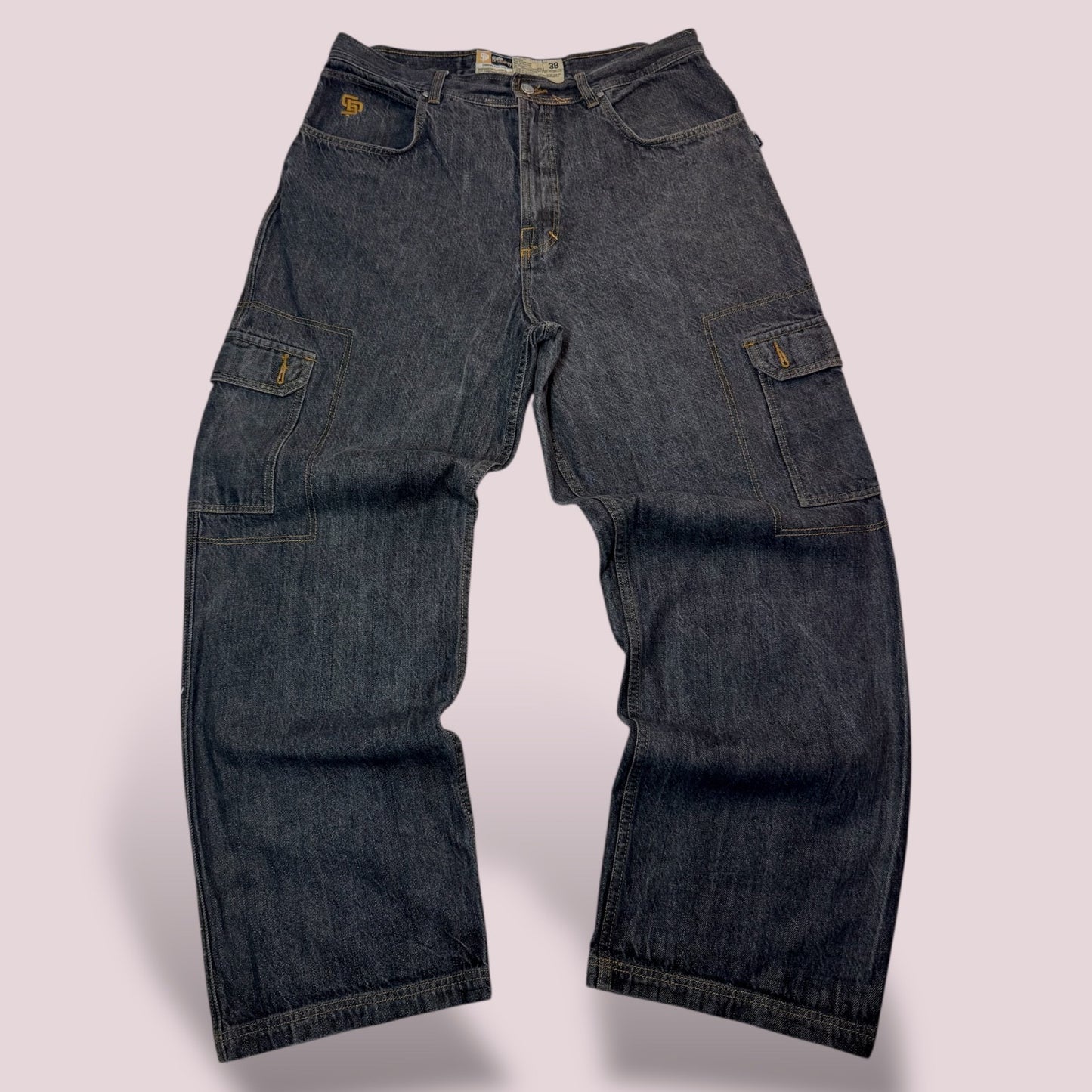 Jean State Property – Cargo Wide Fit / Délavage Foncé Vintage - Taille FR 48
