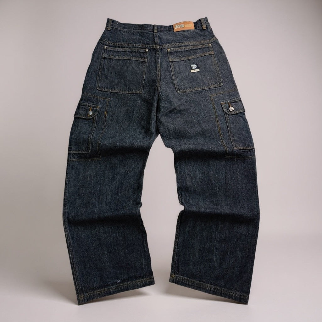 Jean State Property – Cargo Wide Fit / Délavage Foncé Vintage - Taille FR 48