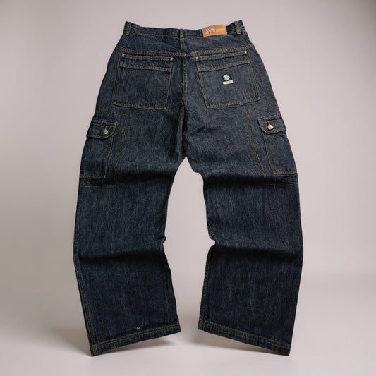 Jean State Property – Cargo Wide Fit / Délavage Foncé Vintage - Taille FR 48