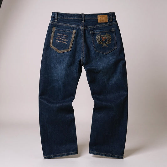 Jean Phat Farm – Brodé P Crest / Denim Brut Vintage - Taille FR 50